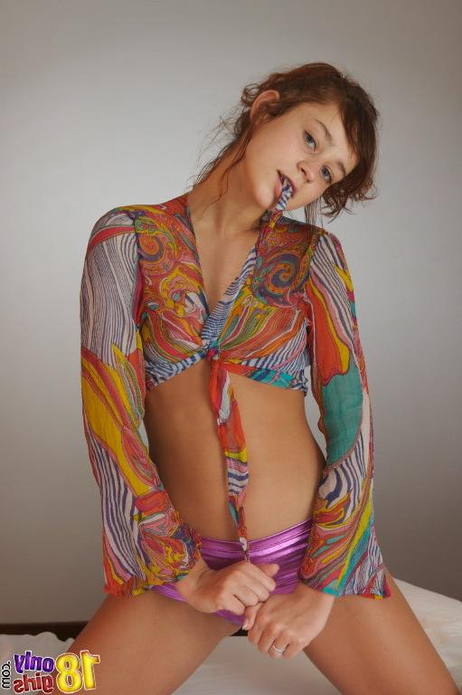 15P Young curly redhead babe showing all