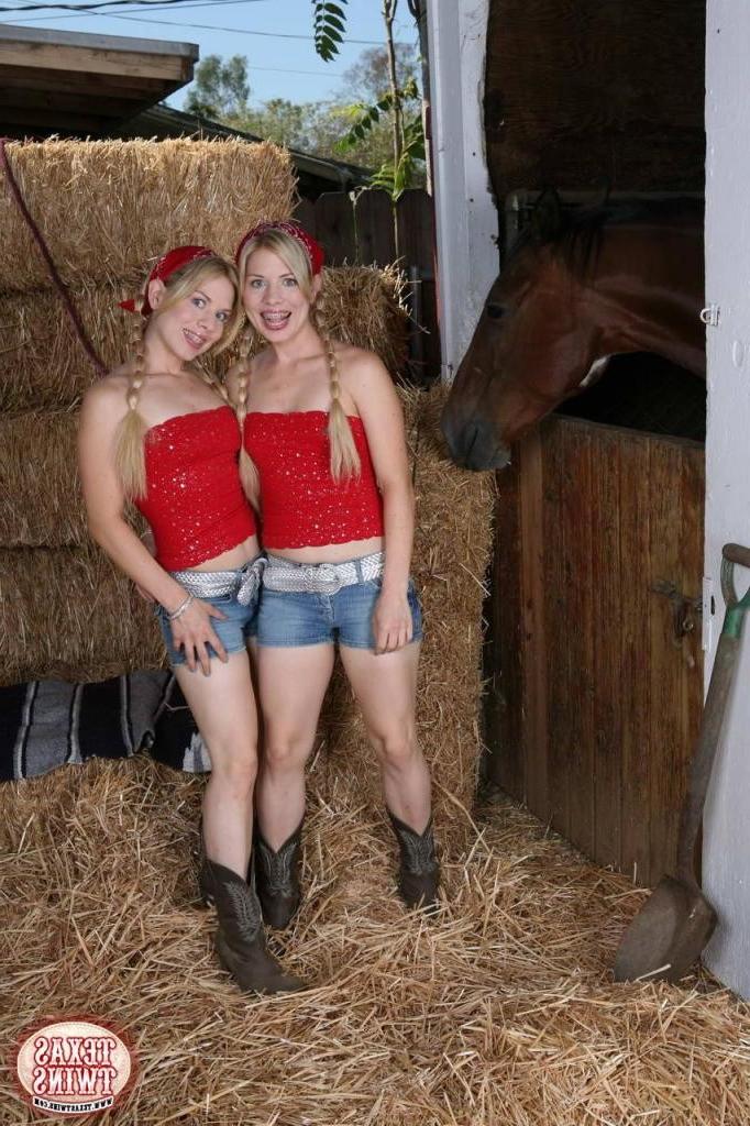 16P Blonde twin teens on a farm getting hot and horny