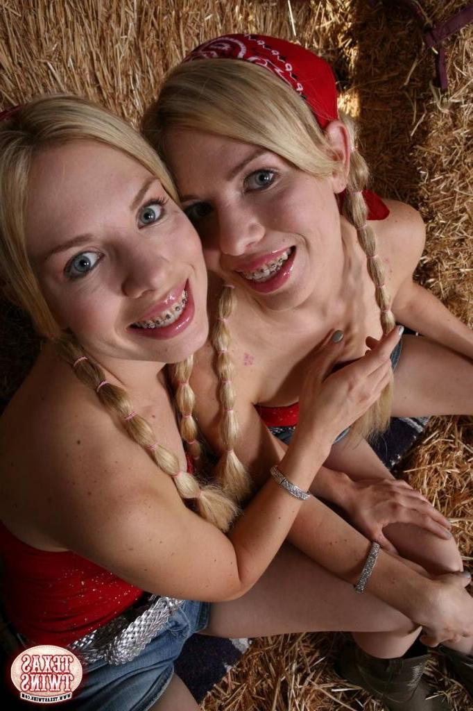 16P Blonde twin teens on a farm getting hot and horny