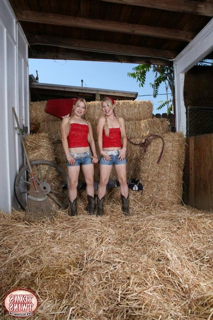 16P Blonde twin teens on a farm getting hot and horny
