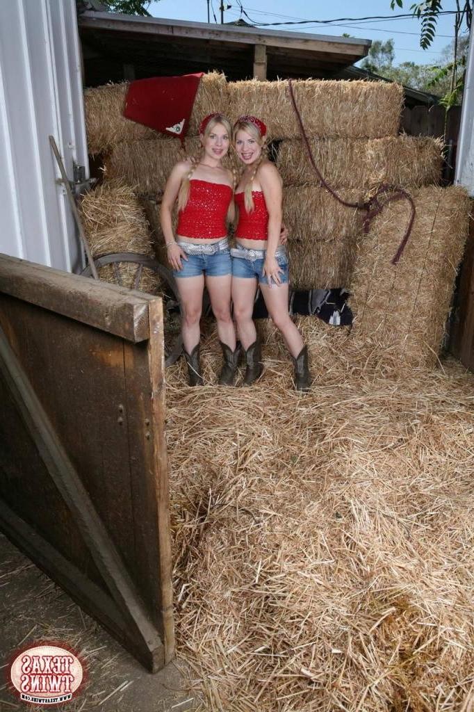 16P Blonde twin teens on a farm getting hot and horny