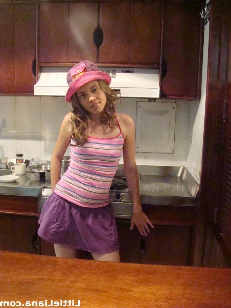 16P A cute curly teen in a short skirt is teasing nice