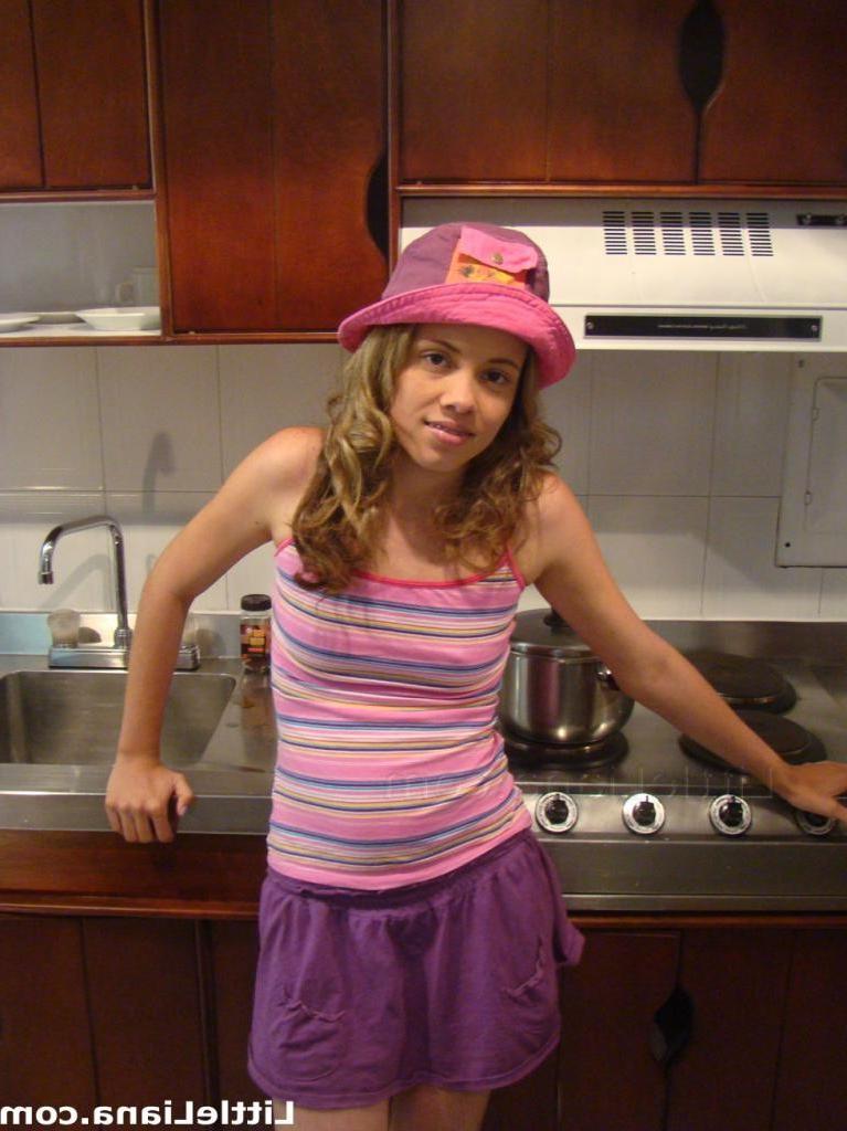 16P A cute curly teen in a short skirt is teasing nice