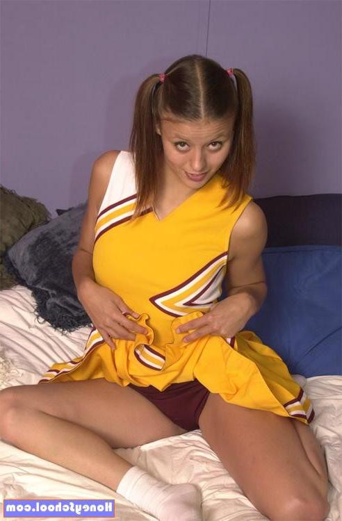 15P Cheerleader teen strips naked and fingers her asshole