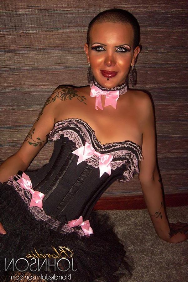 12P Bald and Glamorous Shemale Blondie Johnson in the most amazingly slutty lingerie