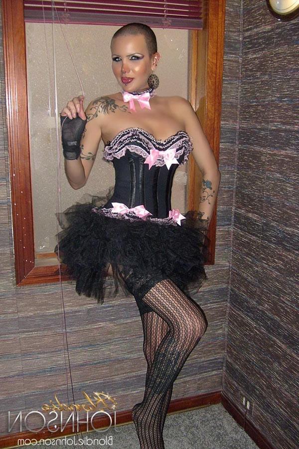 12P Bald and Glamorous Shemale Blondie Johnson in the most amazingly slutty lingerie