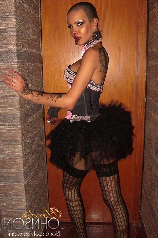 12P Bald and Glamorous Shemale Blondie Johnson in the most amazingly slutty lingerie