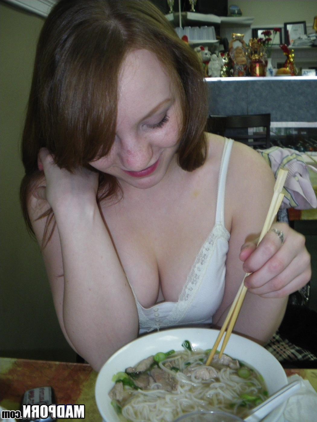 14P Cute redhead and her BF take pics of her in the bathroom mirror