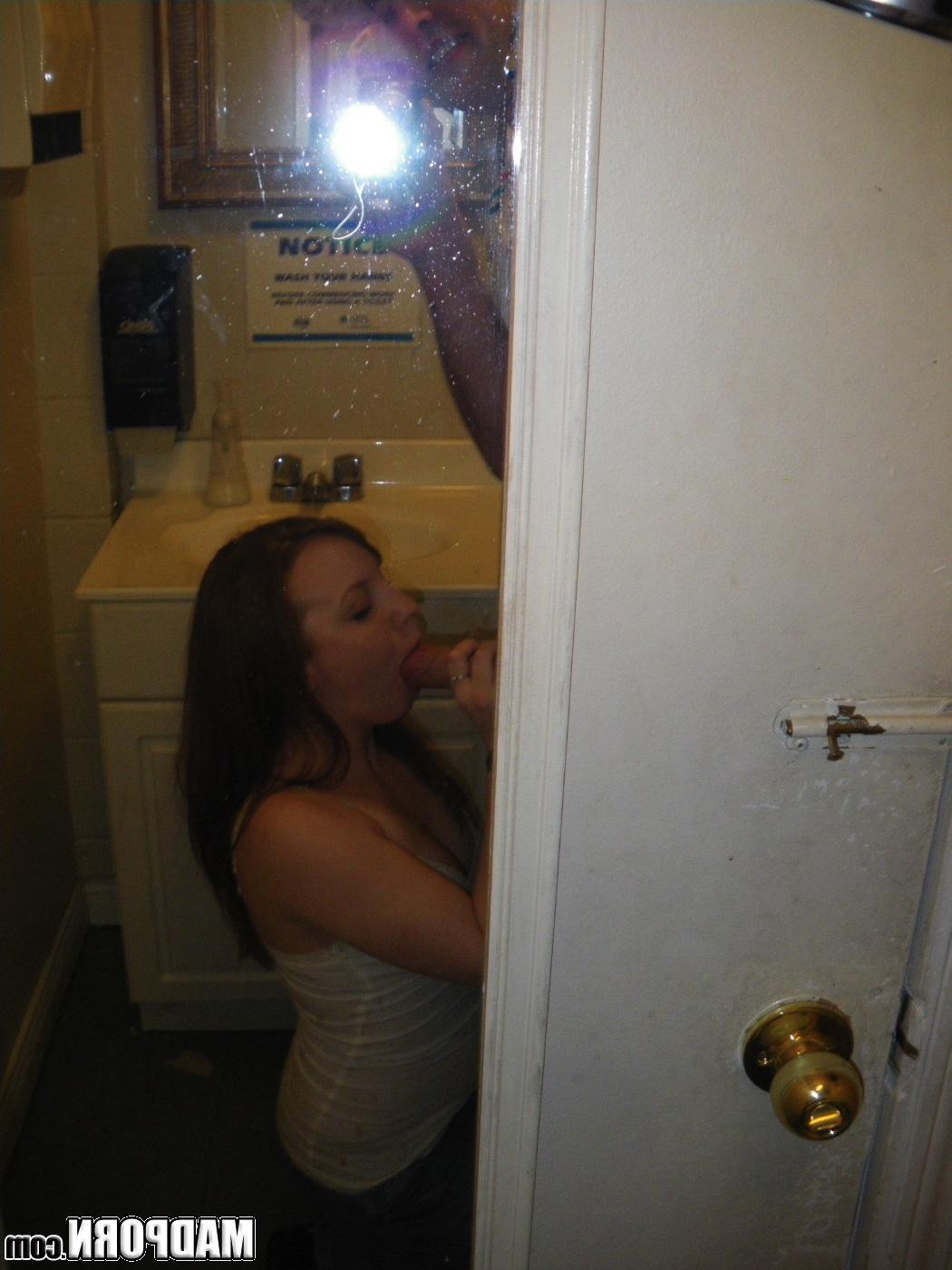 14P Cute redhead and her BF take pics of her in the bathroom mirror