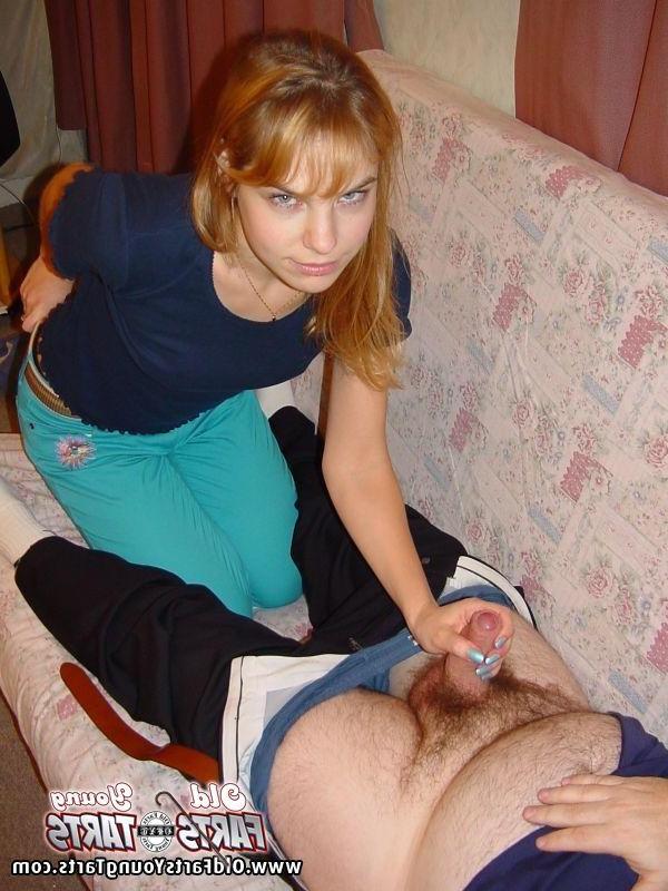12P Petite teenage blonde giving good head to a horny senior