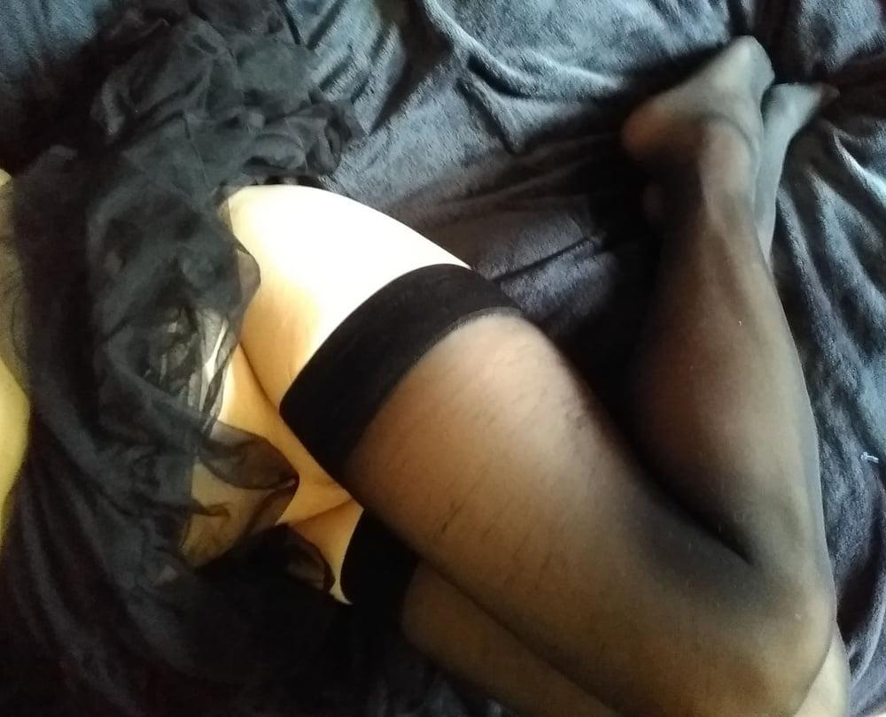 25P Wearing my wifes stockings