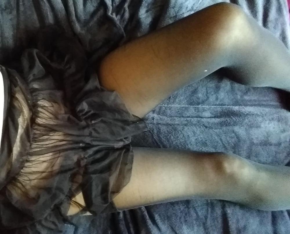 25P Wearing my wifes stockings