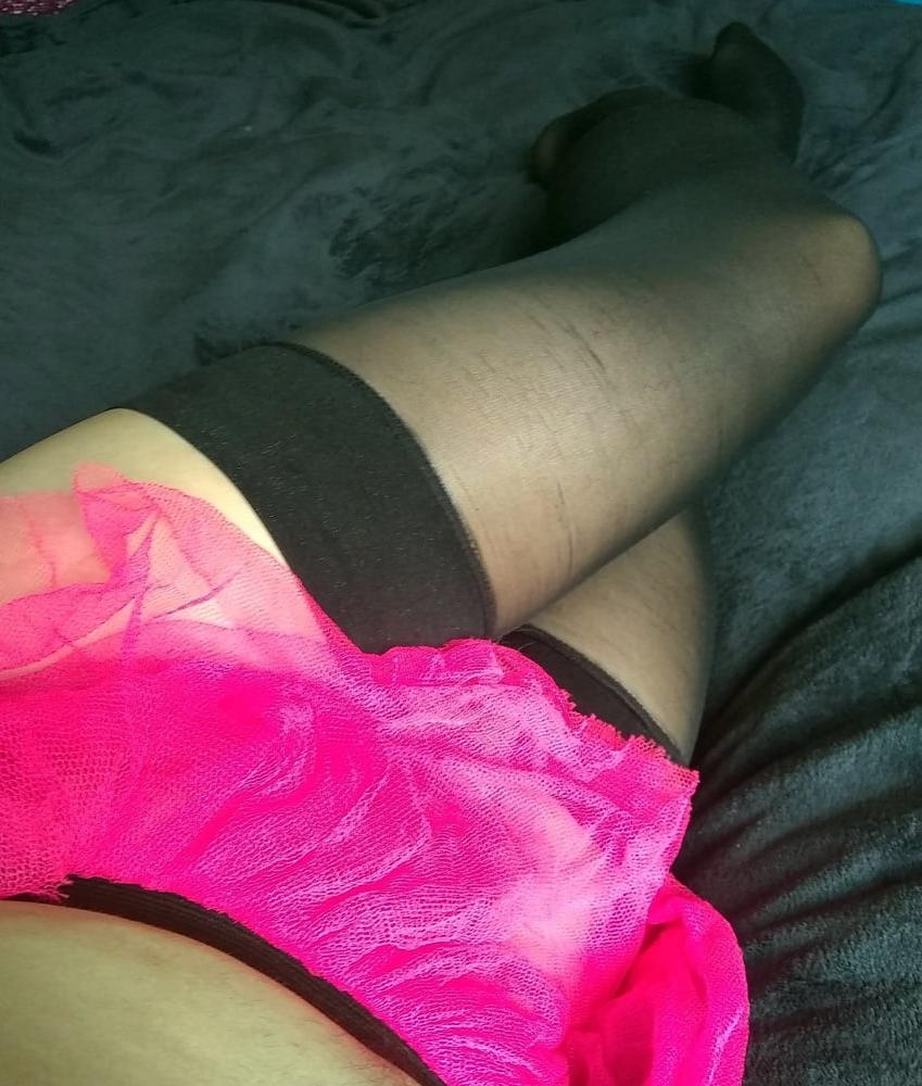 25P Wearing my wifes stockings
