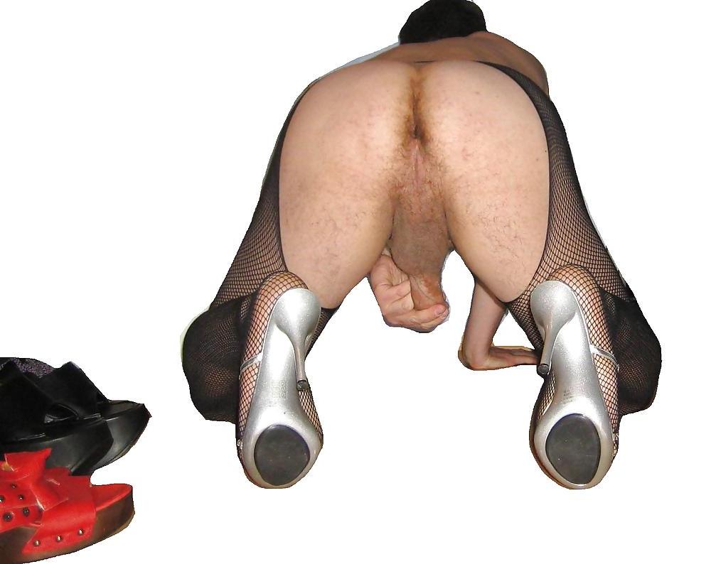 4P Jerking off in rhinestone heels