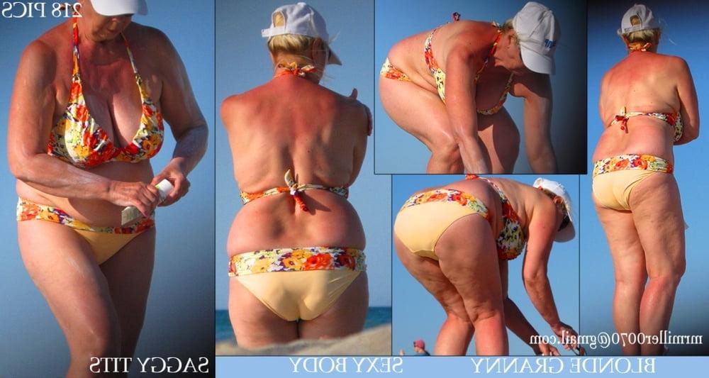 12P Fat Bikini Blondes (Old Women beach voyeur)