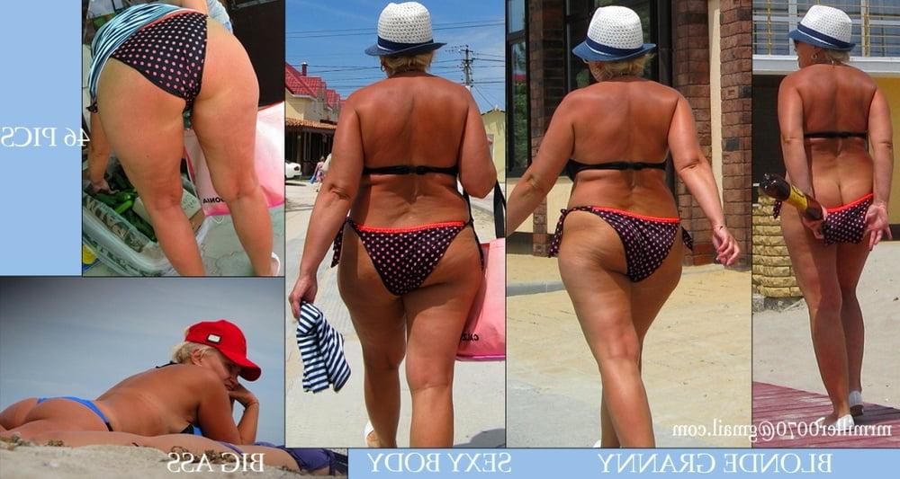 12P Fat Bikini Blondes (Old Women beach voyeur)