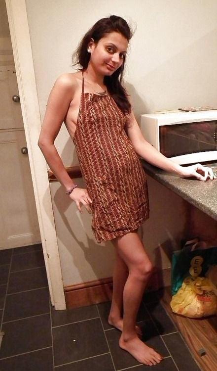 8P indian wife posing nude in kitchen