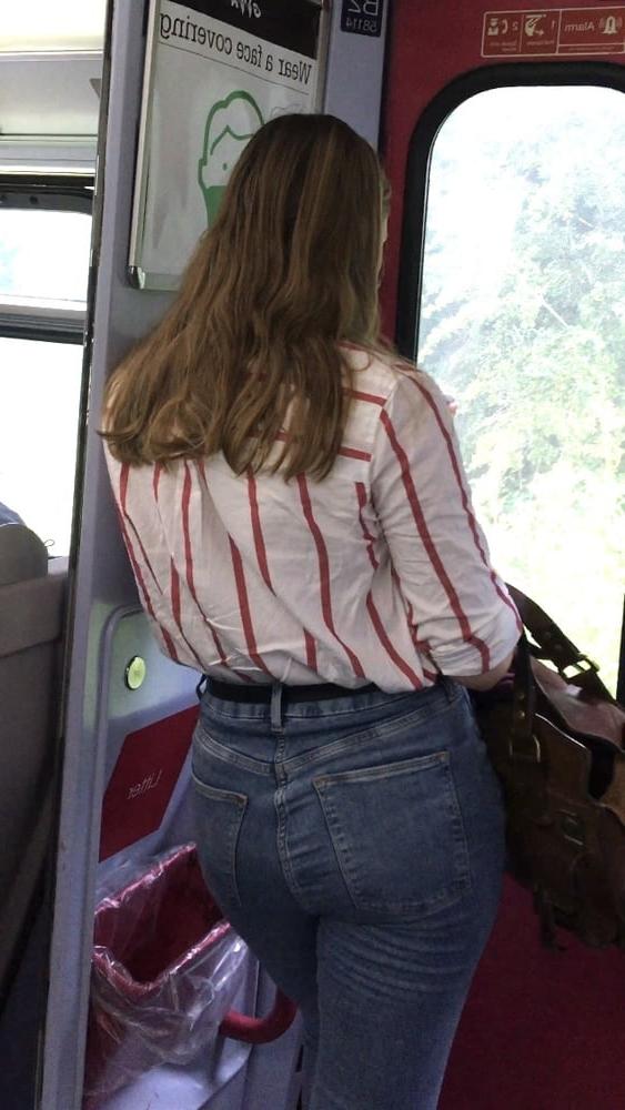 15P Jeans teen on the train
