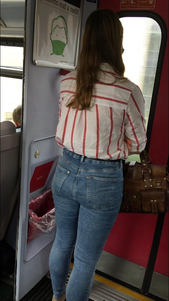 15P Jeans teen on the train
