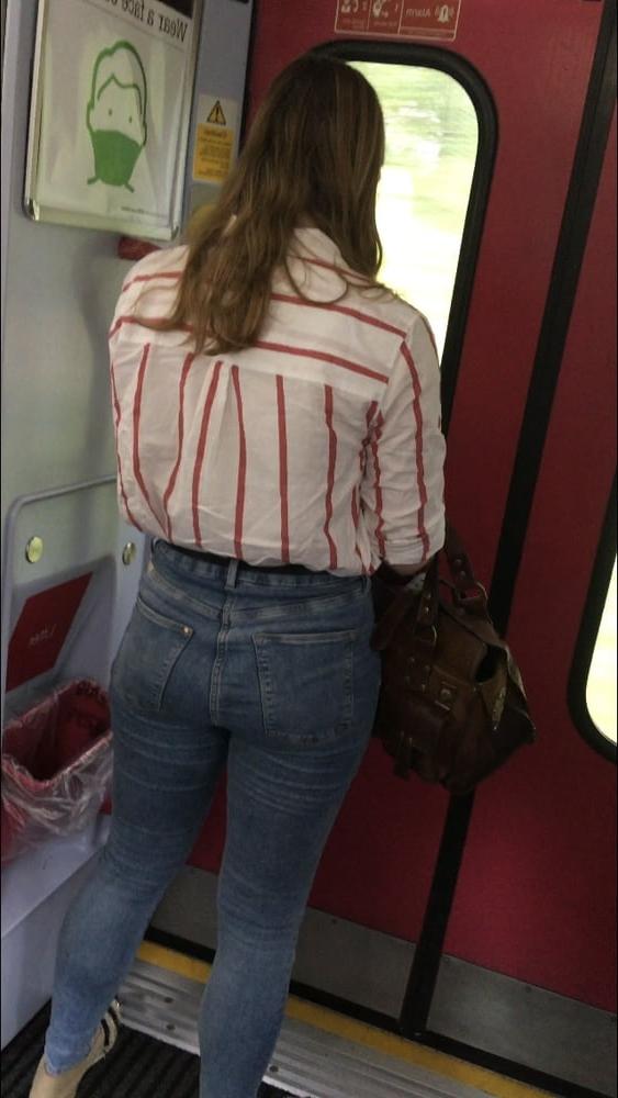 15P Jeans teen on the train