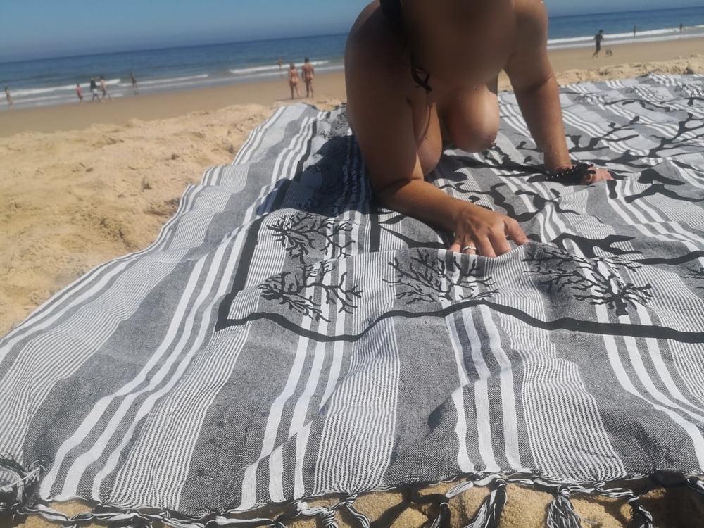 25P Exhibition outdoor nudist mature milf wife 2