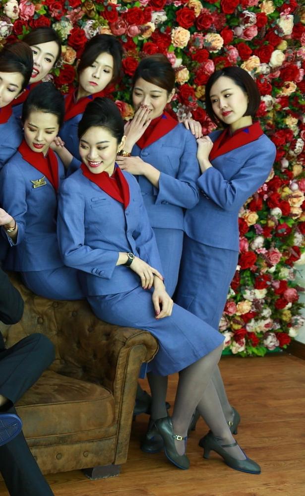 25P Flight Attendants in Pantyhose - #005 Air China Girls