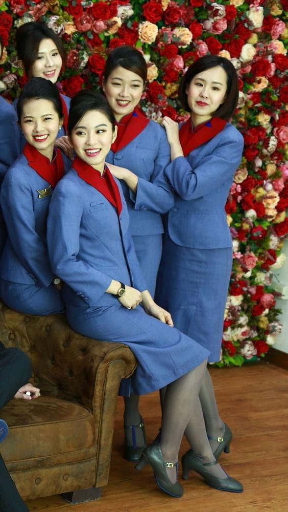 25P Flight Attendants in Pantyhose - #005 Air China Girls