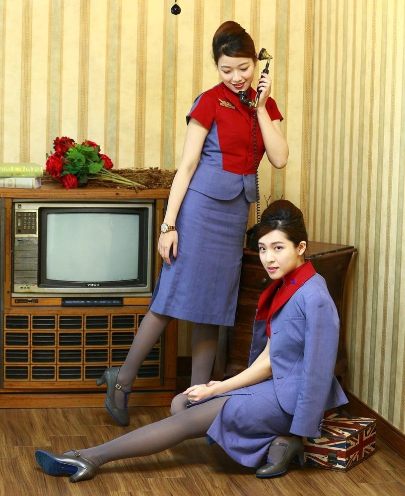25P Flight Attendants in Pantyhose - #005 Air China Girls