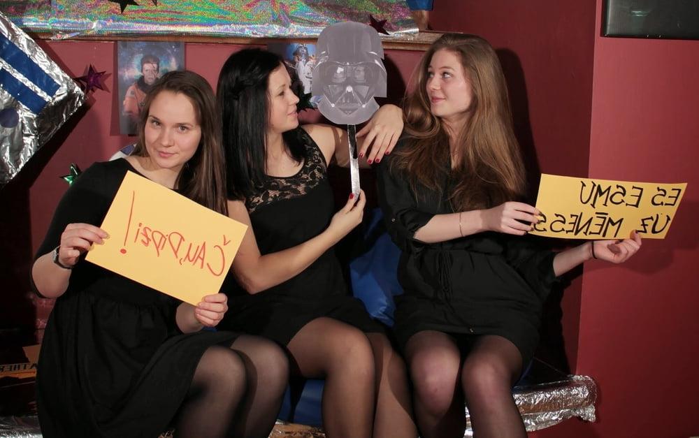25P Nerdy Girls Party in Pantyhose Part 1