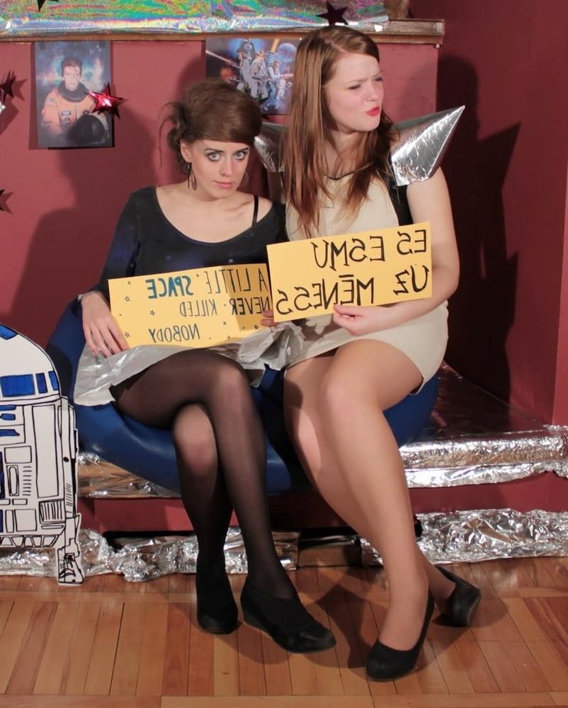 25P Nerdy Girls Party in Pantyhose Part 1