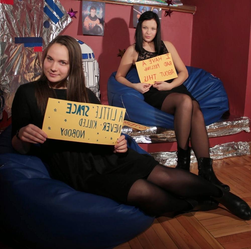 25P Nerdy Girls Party in Pantyhose Part 1