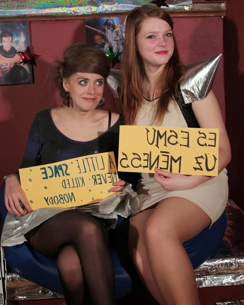 25P Nerdy Girls Party in Pantyhose Part 1