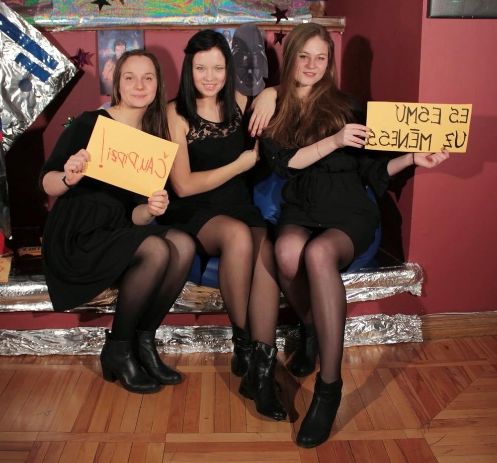 25P Nerdy Girls Party in Pantyhose Part 1