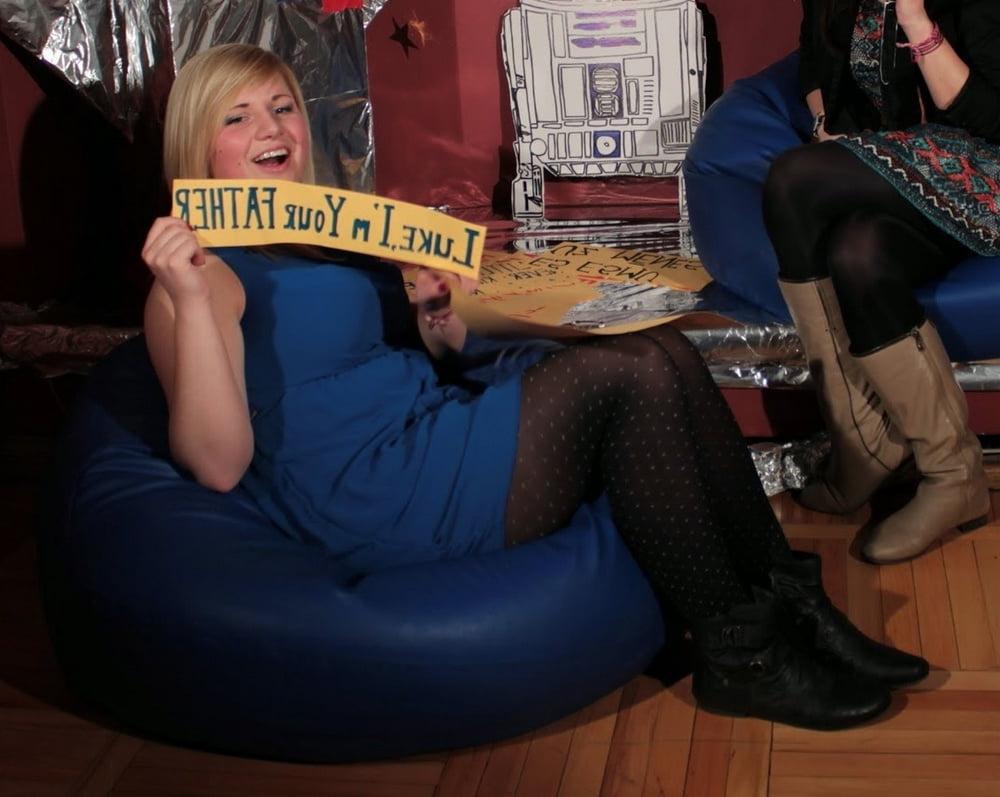 25P Nerdy Girls Party in Pantyhose Part 1