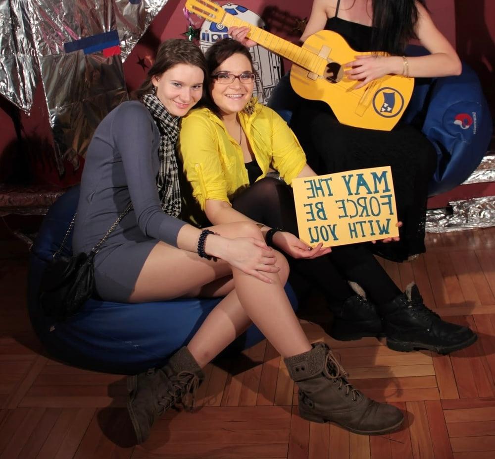25P Nerdy Girls Party in Pantyhose Part 2