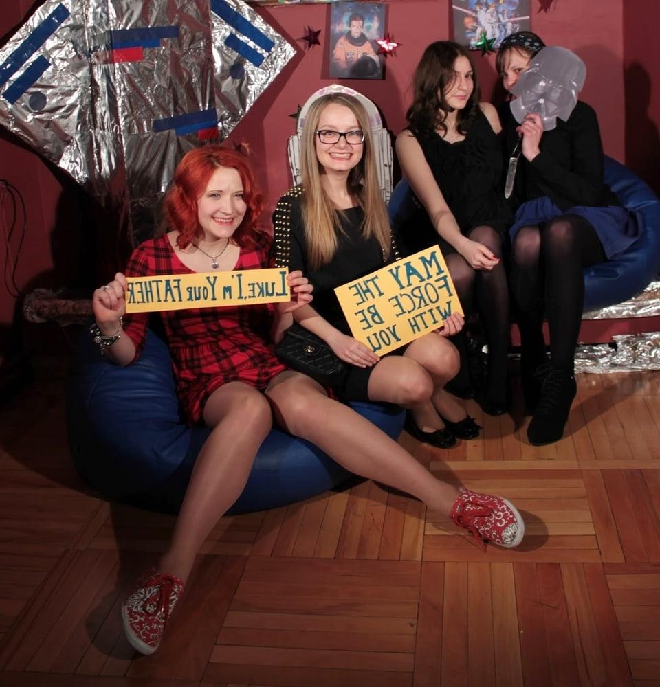 25P Nerdy Girls Party in Pantyhose Part 2
