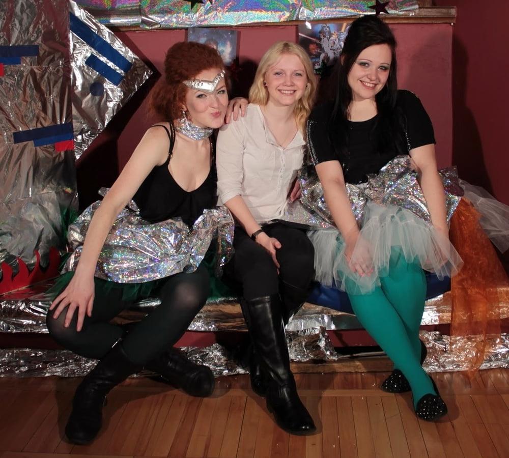 25P Nerdy Girls Party in Pantyhose Part 2