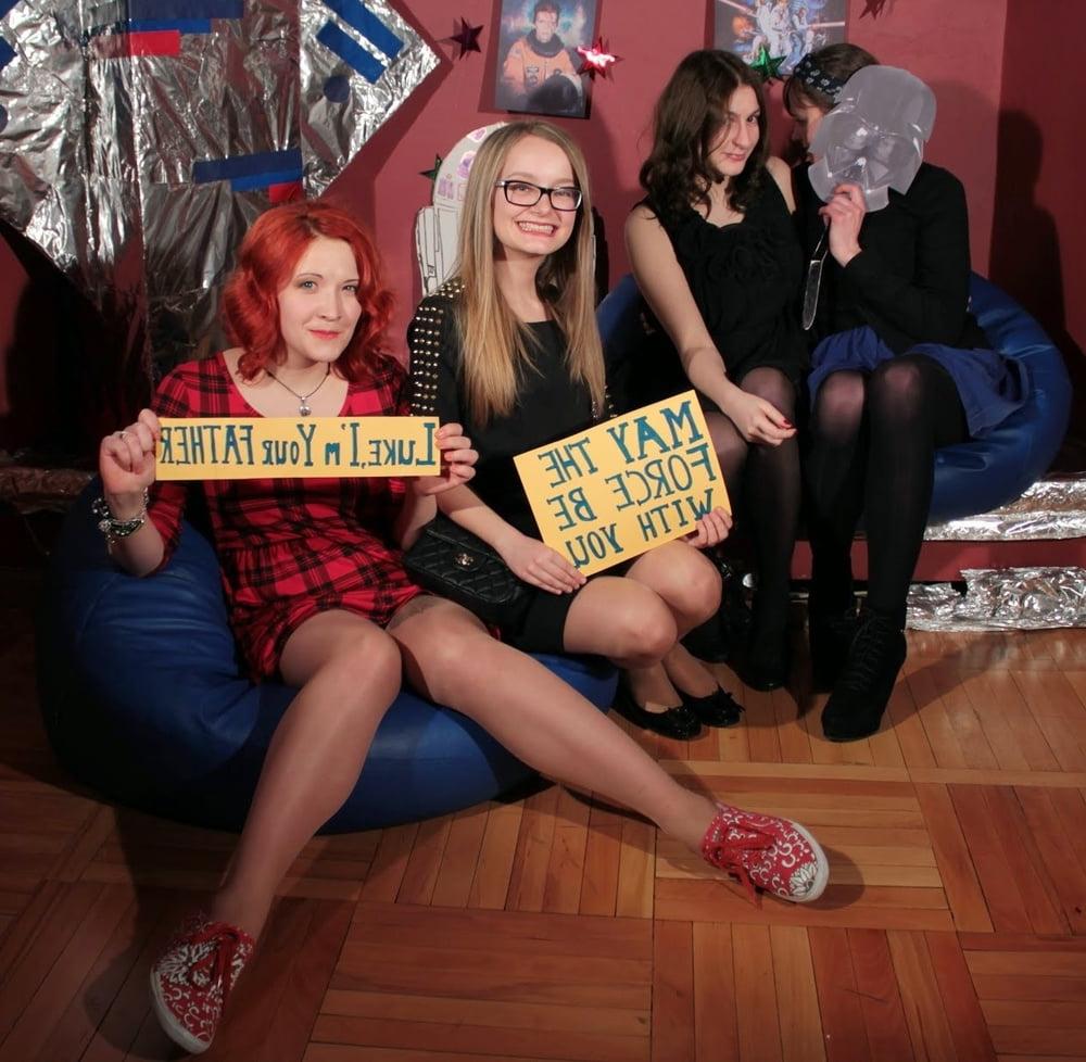 25P Nerdy Girls Party in Pantyhose Part 2