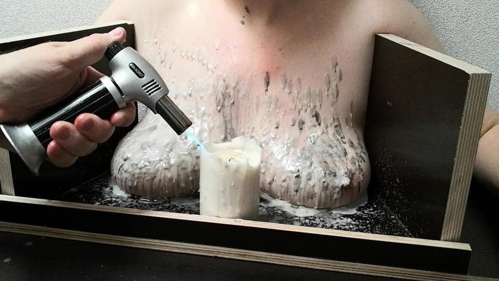 25P The tit torture device - extrem hot candle wax Part 2