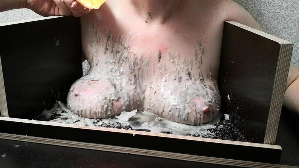 25P The tit torture device - extrem hot candle wax Part 2