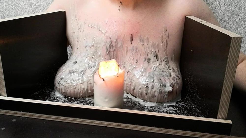 25P The tit torture device - extrem hot candle wax Part 2
