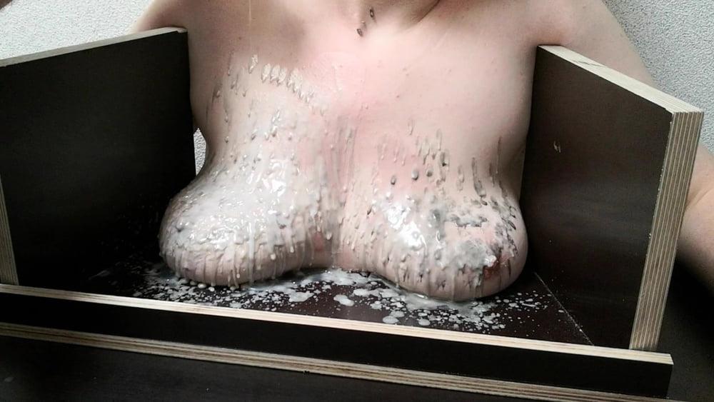 25P The tit torture device - extrem hot candle wax Part 2