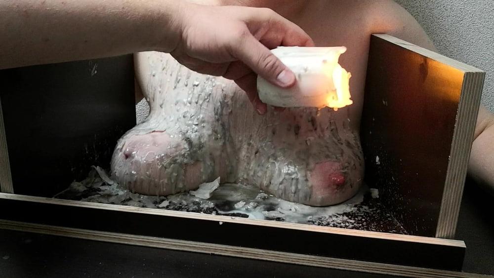 25P The tit torture device - extrem hot candle wax Part 2