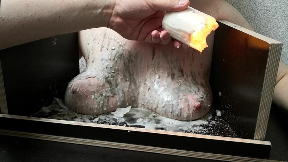 25P The tit torture device - extrem hot candle wax Part 2
