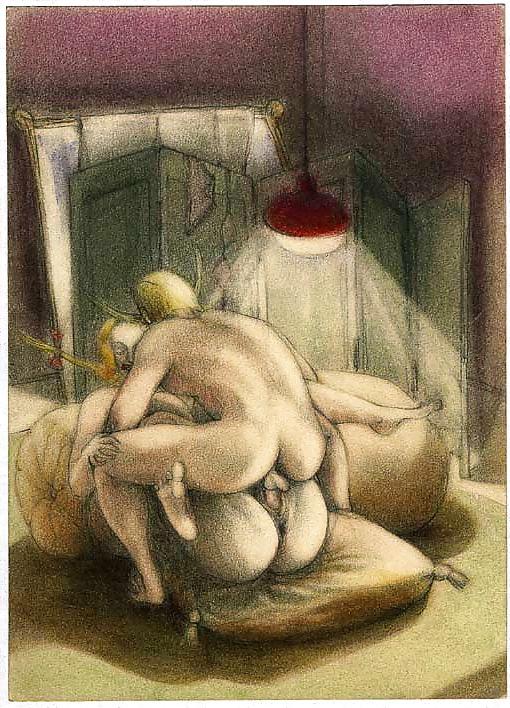 13P Painted EroPorn Art 29 - Artist N.N. (4) c. 1930 for raudy