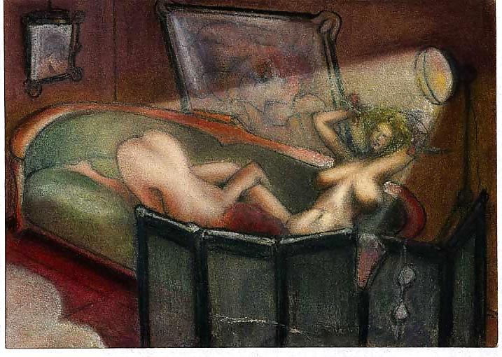 13P Painted EroPorn Art 29 - Artist N.N. (4) c. 1930 for raudy