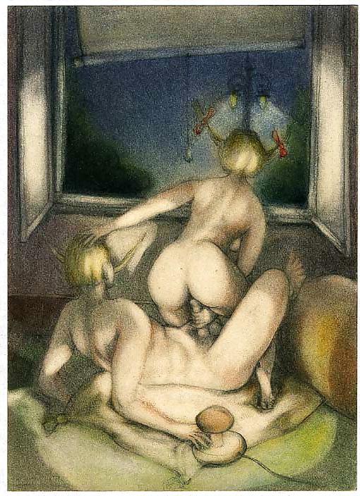 13P Painted EroPorn Art 29 - Artist N.N. (4) c. 1930 for raudy
