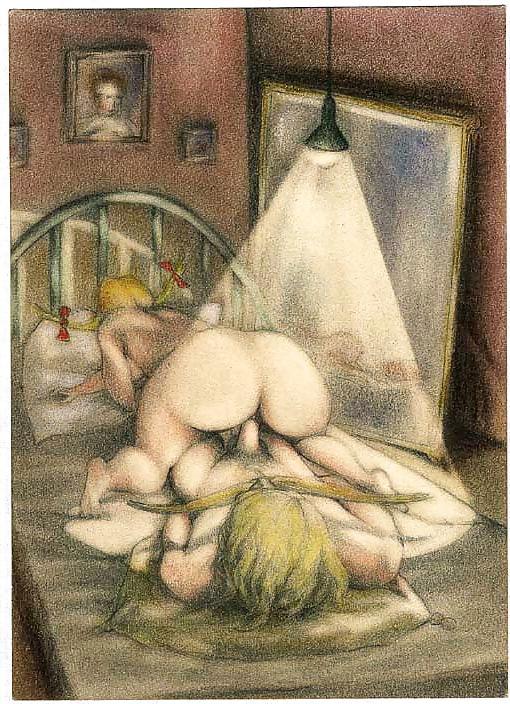 13P Painted EroPorn Art 29 - Artist N.N. (4) c. 1930 for raudy