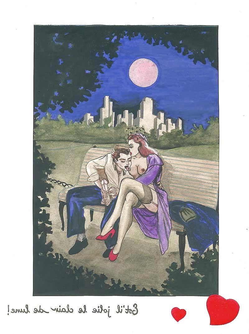 12P Them. Drawn Ero Art 6 - French Postcards (4) for WALKINGWITH