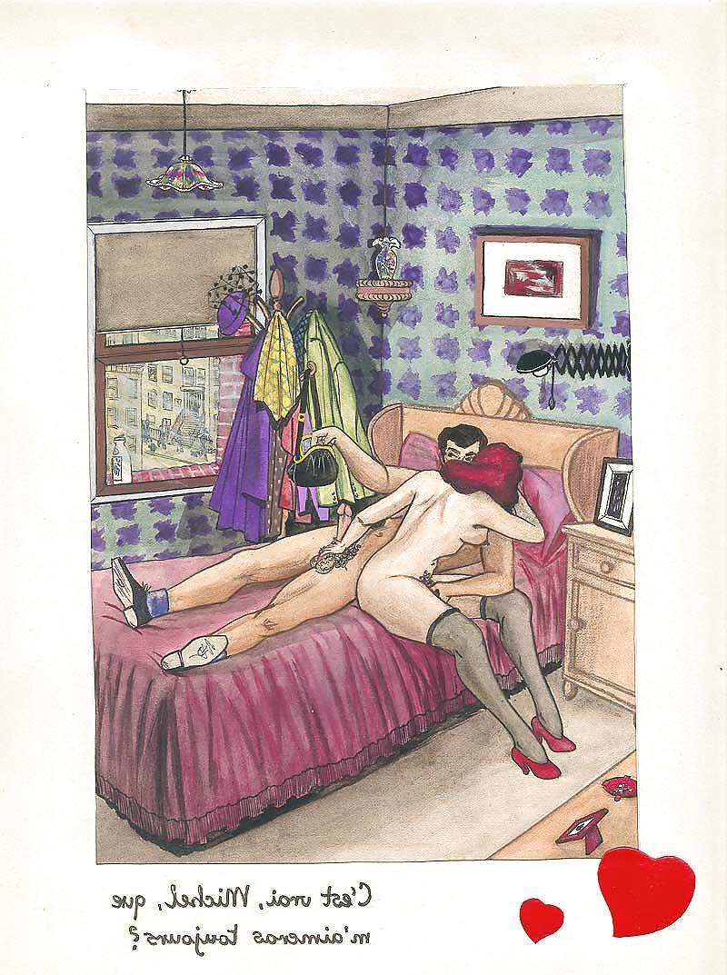 12P Them. Drawn Ero Art 6 - French Postcards (4) for WALKINGWITH